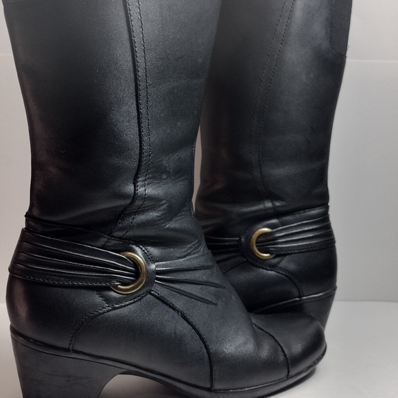 Clarks Wish Excite Leather Knee High Riding Boots l Black Heel Boots l Size 8 M - Picture 6 of 11
